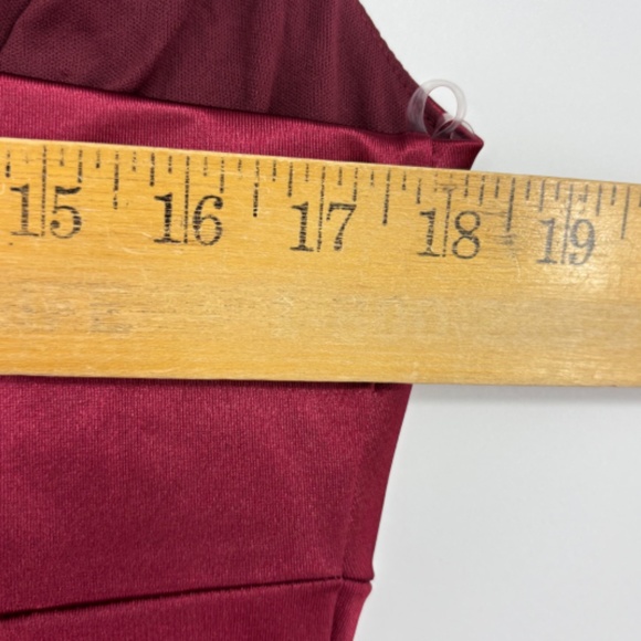 Emerald Sundae Juniors Size 16 Hi Low Long Evening Dress Wine Red Satin Slit - Picture 11 of 11